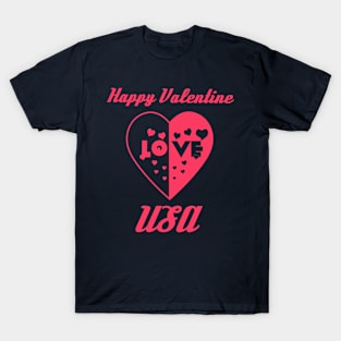 Heart in Love to Valentine Day USA T-Shirt